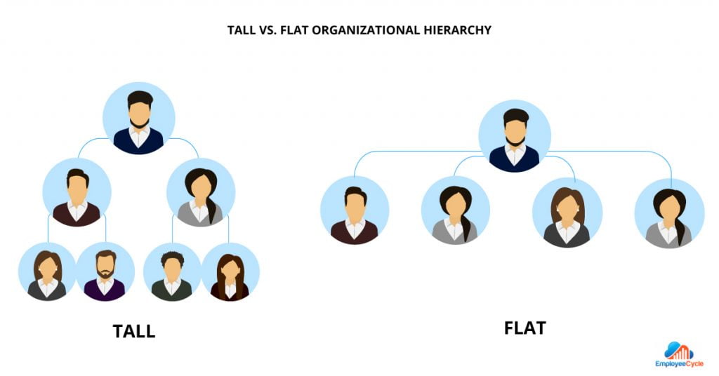 Tall vs. Flat Organizational Hierarchy Chart - Span of Control examples