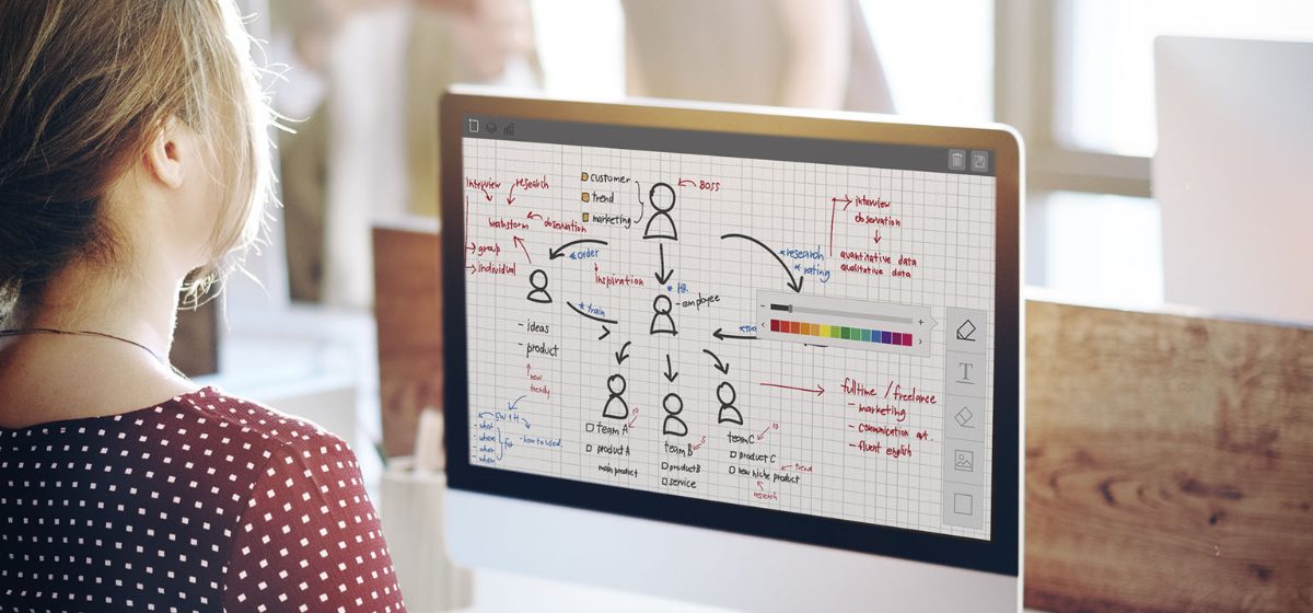 7 tips for workforce headcount planning in 2022- photo of HR leader planning organizational chart in front of computer in the office