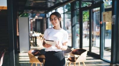 Employee working with tablet