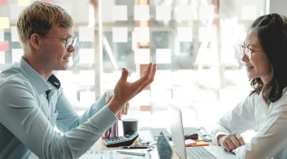 Business people during performance review in the office