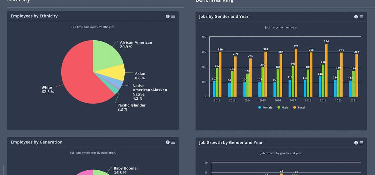 HR metrics and KPIs showing HR data charts in the Employee Cycle HR dashboard