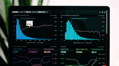 Brightly colored graphs on a laptop